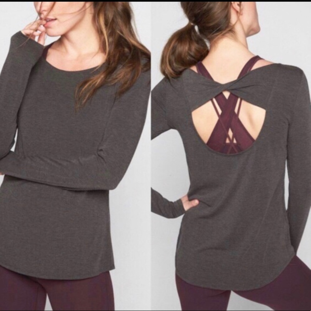 Dark grey cut-out Athleta Long sleeve shirt